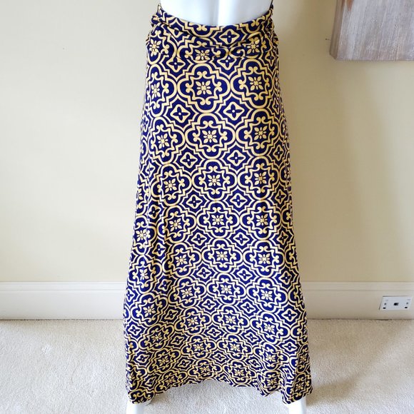 Loveappella Women Blue/Yellow Maxi Skirt SZ XS - Picture 5 of 9